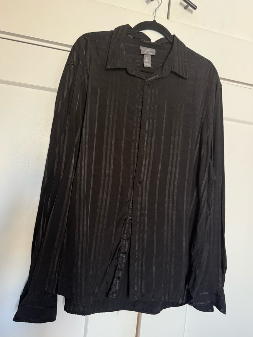 H&M Black Sheen Stripe Button-Up Shirt
